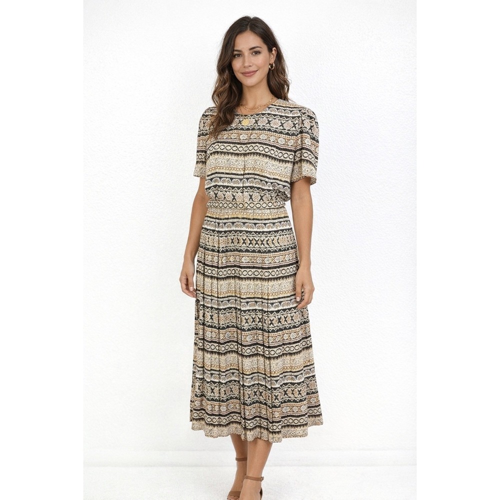 Vintage 80s Dress Pleated Skirt 12P